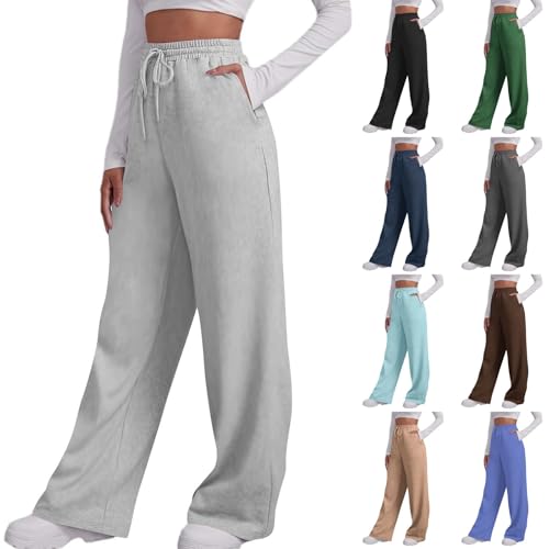 Wide Leg Sweatpants Women Fashion Plus Size Baggy Sweat Pants Drawstring High Waist Casual Lounge Trousers Winter Clothes,Gray Womens Tall Sweatpants S