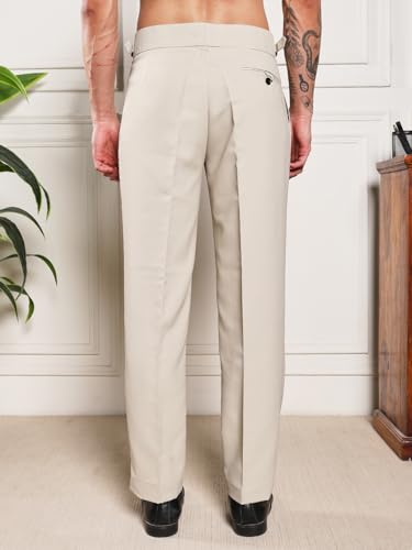 Image of Gurkha Pants for Men | Trouser for Men | Formal Pant | Double Button | Loose Fit Trouser High Waist Pleated Casual Trousers | Vintage Straight Leg Pants for Office Smart Casual Travel Party