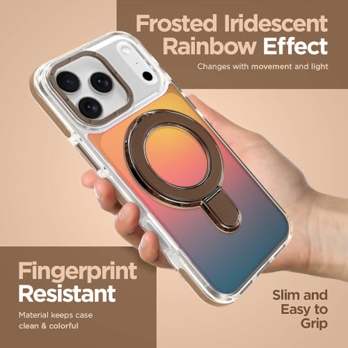 Image of Magnetic for iPhone 17 Pro Case with Stand [Compatible with Magsafe] [Cute Fashion Fluorescent Design] [1 Screen Protector] Slim Translucent Matte Case for iPhone 17 Pro 6.3 inch 2025, Desert