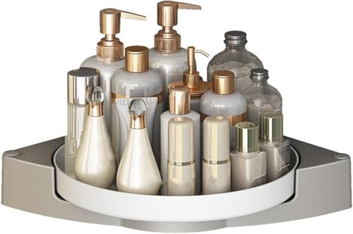 JUVEL - Estantería de esquina giratoria de 360 ° - Montaje en pared sin taladrar - Innovador organizador de ducha de acero inoxidable para accesorios de baño, cocina, encimera, armario