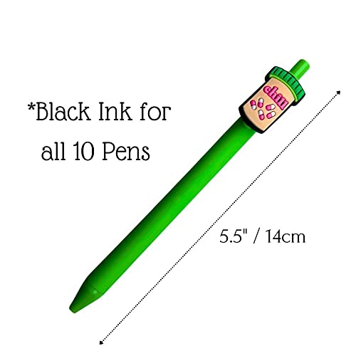 YJ PREMIUMS 10-Pack of Cute Nursing Pens with Heart, Syringe Designs in Black Ink - Versatile Writing Instruments for Nurses, Medical Assistants, Students - Image 4