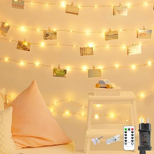 Lichterkette mit Klammern 23 litogo Fotoclips Lichterkette für Zimmer Deko, 5M 50 LED Fotowand...