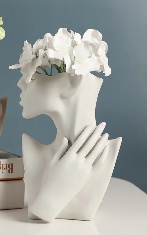 Vase en céramique corps de femme blanc épuré pour fleurs séchées