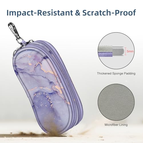 Image of FINTIE Double Sunglasses Case, Soft Portable Eyeglasses Pouch with Carabiner Clip, Dual Zipper Compartments for Men Women