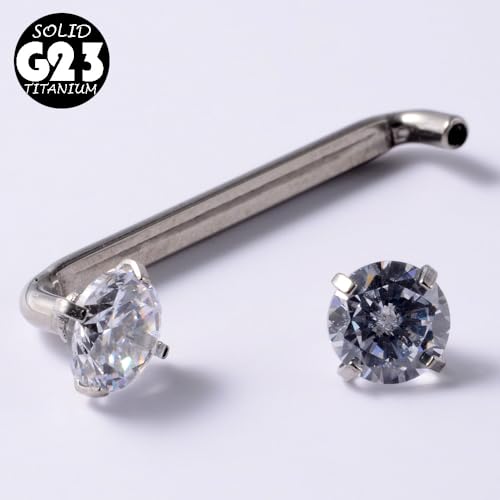 16G CZ Staple Barbell G23 Titanium Flat Surface Piercing Jewelry Internally Threaded Surface Piercing Barbell 12-20mm Body Piercing Jewelry4