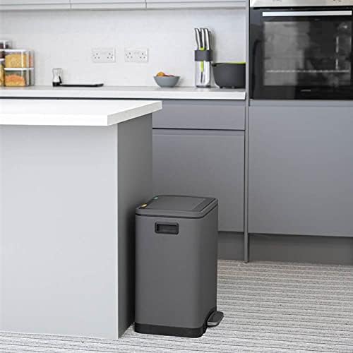 CALITEK Recycling Bin 30 Litres with 2 Compartment Kitchen Pedal Bin 2 x 15 L Waste Separation System with Soft Close Lid Odour Proof and Removable Inner Bucket (Grey)