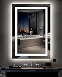 Ensenior - Espejo de baño LED de 24 x 32 pulgadas con luz frontal y retroiluminación, espejo de