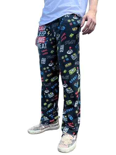 Brief Insanity Lounge Pajamas Pants For Men & Women | Retro Video Game Arcade Theme Graphic Print Bottoms - Soft, Comfy Loungewear Pants (Gamer Pants, Medium) #TOP2