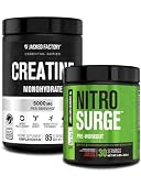 Jacked Factory Nitrosurge Pre-Workout & Creatine Monohydrate - Pre Workout Powder with Creatine for Muscle Growth, Increased Strength, Endless Energy - Cherry Limeade Preworkout & Unflavored Creatine