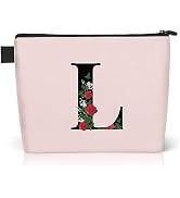 YESMET Personalized Makeup Bag, Makeup Bags for Women, Canvas Initial Cosmetic Bag Travel Make Up...