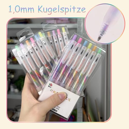 Caelura 6 Stück Glitzerstifte Gelstifte Glitzer, Regenbogen stifte, Glitzer Gelstifte für Kinder Erwachsene Malbuch Zeichnung Scrapbook DIY-Grußkarten (Glitzerstifte)