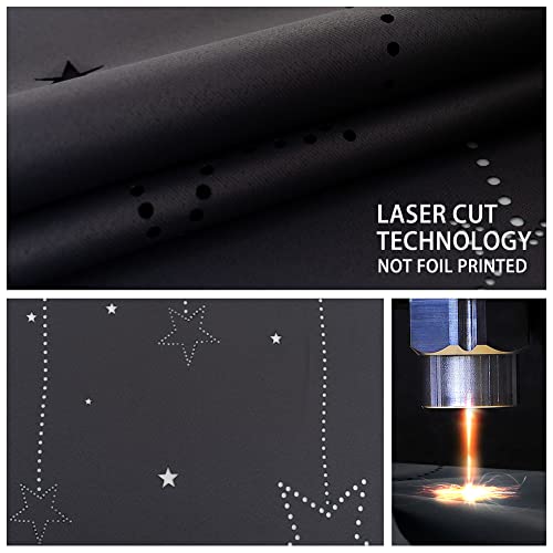 Mangata Casa Kids Blackout Curtains With Moon & Star For Bedroom-Cutout Galaxy Window Curtains & Drapes With Grommet For Nursery Room-Baby Darkening Curtains 84 Inch Length 2 Panels(Dark Grey 52X84In) #TOP5