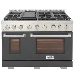 KUCHT Professional 48 in. 6.7 cu. ft. Propane Gas Range Two Ovens - One Convection - in Cement Gray with True Simmer Burners