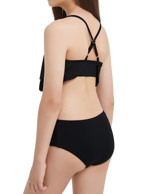 Image of EXARUS Girls Bikini 3 Pieces Bathing Suits Swimsuits Ruched Swimwear Mid Rise Beach Pool