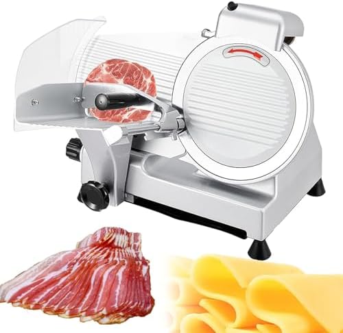 Semi-Automatic Meat Slicer for Home & Commercial Use, Adjustable Thickness for Meat, Cheese & Bread, Easy to Clean, Safe Operation, Heavy-Duty Electric Food Slicer