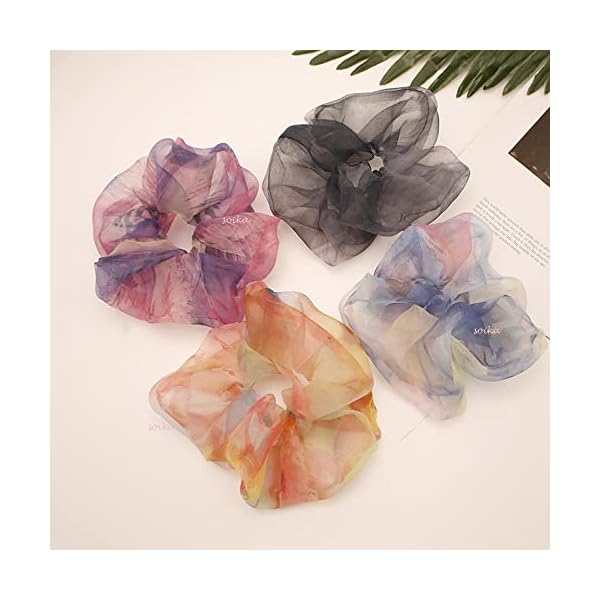 Soika® Scrunchies | Printed Organza Scrunchies | Satin Scrunchies | Chiffon & Velvet Scrunchies Anti Hair Breakage, Ponytail Holder, Hair Ties (Printed Organza 3pc)