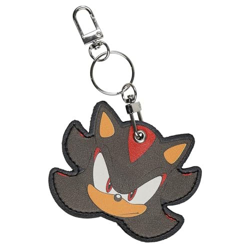 JUST FUNKY Sonic the Hedgehog Shadow PU Leather Air Tag Holder Keychain Lobster Clasp Key Ring for Keys and Bags