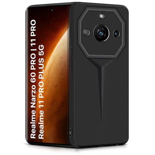 Image of WOW IMAGINE Back Cover for Realme Narzo 60 PRO | 11 PRO | 11 PRO Plus 5G | Blade Series Ultra Thin Case with Lightweight Design | Camera Protection | Soft Matte Silicone Flexible Mobile Case - Black