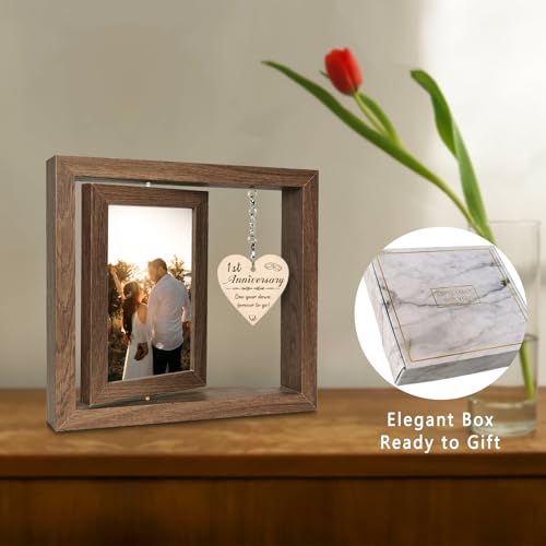 EYITUPC Rotating 1 Year Anniversary Wood Frame Gift for Girlfriend Her - Image 2