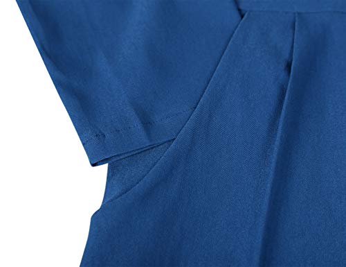 MUXXN Audrey Hepburn 60s Retro Pocket Empire Waist Special Occasion Party Dress (Navy Blue L) - Image 4