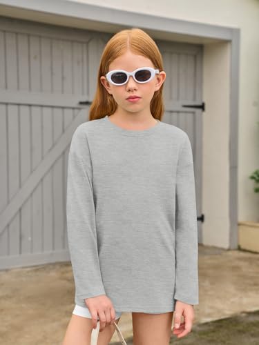 Haloumoning Girls Long Sleeve T-Shirts Kids Fall Oversized Tops Casual Crewneck Tees 5-14 Years2