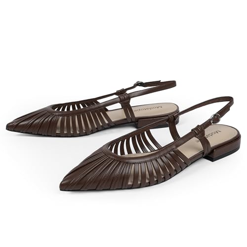 Image of Modatope Slingback Flats for Women Pointed Toe Ballet Flats Classic Low Heel Sandals Dress Shoes