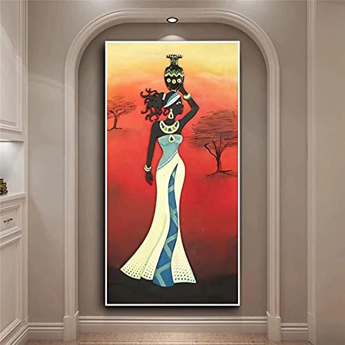 Toile femme africaine retro tableau abstrait pour creer une ambiance chaleureuse