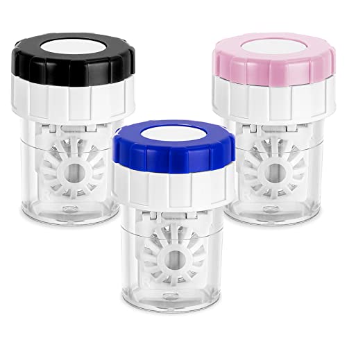WLLHYF 3 Piezas Limpiador Manual de Lentes de Contacto Rotación Portátil Contenedor de Limpieza de Lentes de Contacto Estuche de Plástico Limpiador de Lentes para Uso Diario