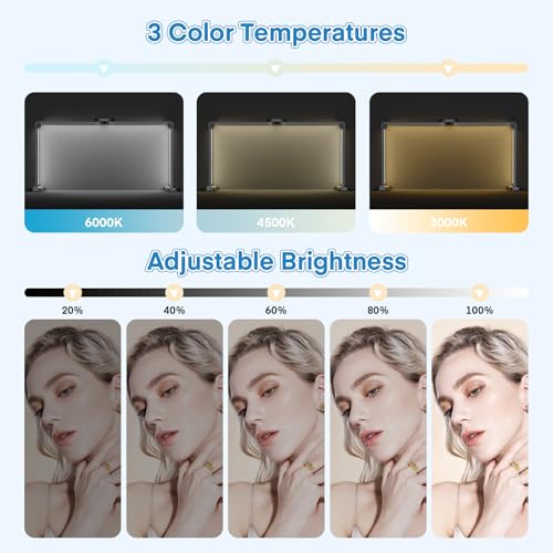 33.5inch Half Moon Lamp Foldable Nail Desk Lamp 3000K-6000K Dimmable Nail Light for Desk 40W Square LED Nail Tech Lampwith Phone Holder for Nail Tech Lash Eyelash Extension - Image 3
