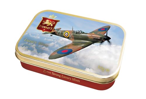 Stewart's - Spitfire Tin with Extra Strong Mints (50g) - Cool Refreshing Peppermint Flavour For Instant Breath Freshness, Pocket Sized Collectable Tins, Ideal for Gifting