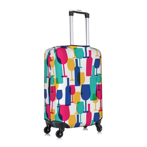 Cocktail Glasses And Wine Bottles Print Luggage Cover Suitcase Protector Travel Suitcase Cover For Kid And Adult Fits 18-32 Inch3