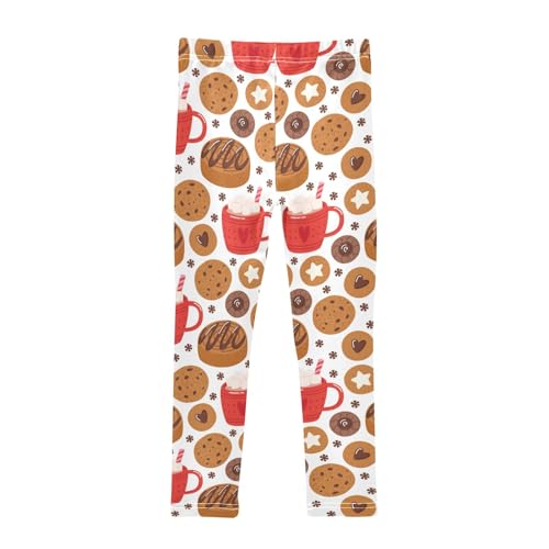 Cookies and Hot Cocoa Girls Leggings,Workout Leggings for Girls Toddler Athletic Leggings Size for 3-10T2
