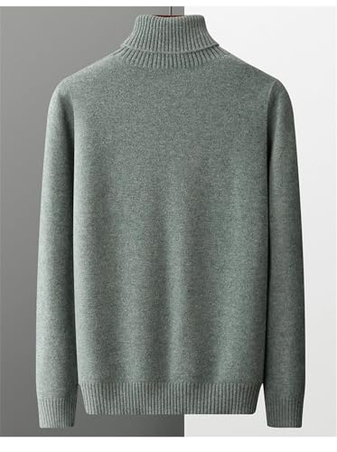 ERFMFKL Men's High Neck Thickened Wool Sweater Solid Loose Warm Knit Pullovers Sweaters3