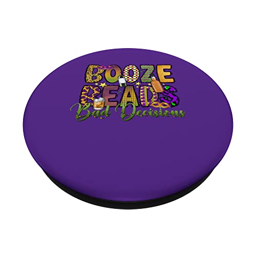 Funny Booze Beads & Bad Decisions A New Orleans Match Parade PopSockets Swappable PopGrip, Black - Image 2
