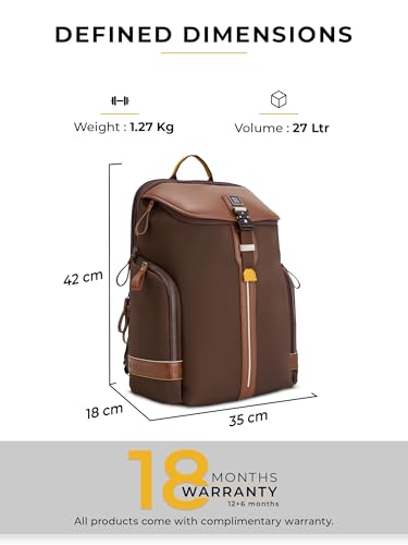 Image of EUME Zorain Premium Laptop Backpack for Men & Women | 15.6 Inch Laptop Sleeve | 27L Water Resistant Nylon & Microfiber Vegan Leather | Lightweight & Multipurpose | For Office Work & Travel