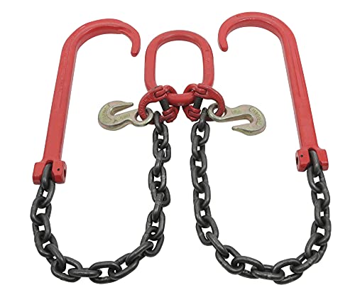 Mytee Products Tow Recovery w/ G80-3/8 x 2' Chain 7100# Lbs, Two 15" J-Hook & Eye Cradle Grab Hook