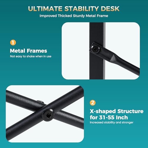 Image of DUMOS 47 Inch Computer Desk for Home Office, Modern Study Work Table Simple Modern Style for Bedroom Small Space, Writing Desks with X-Shaped Reinforcement, Wood White