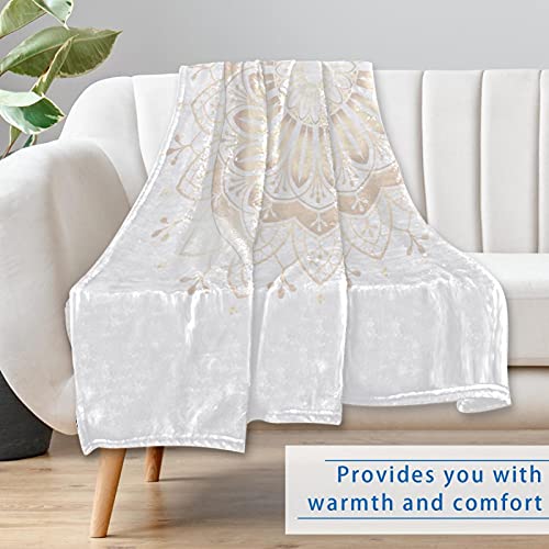 Couverture douce mandala doré 150x100 cm pour lit et canapé - 7