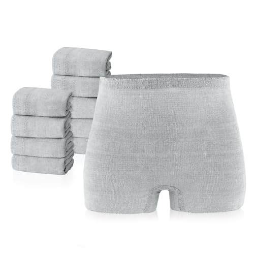 PurComfy 10 peças de roupa íntima pós-parto para mulheres, calcinha boxer descartável de cintura alta para mãe pós-parto, sem costura para itens essenciais pós-parto, cintura 71 cm a 106 cm esticada