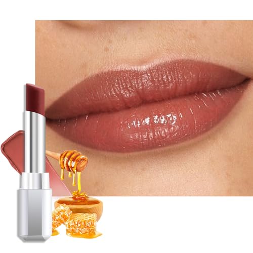 Image of evpct Nude Brown Honey Lipstick Tinted Lip Balm, Moisturizing Tinted Lip Oil Stick Lipstick for Older Women, Sheer Lightweight Hydrating Nourishing Shine Tinted Lip Color Gloss Tint Stain, 08 Raisin