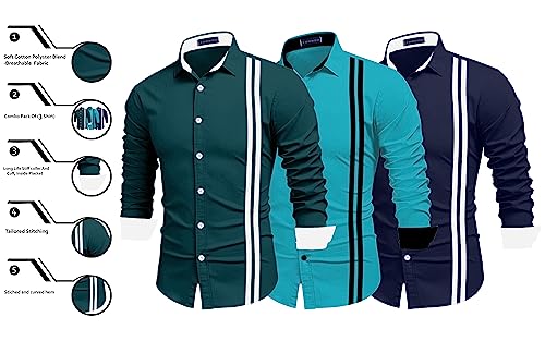 Image of Zombom Men's Striped Regular Fit Shirt