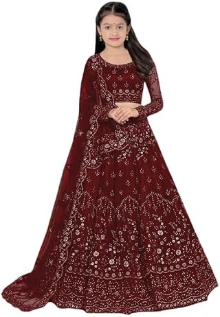 Girls Ethnic Wear Embroidery Work Readymade Traditional Lehenga Choli With Dupatta Set