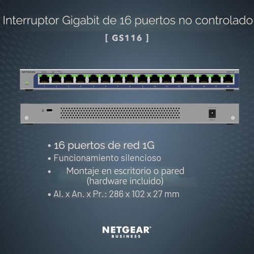 Switch Gigabit Ethernet 16 puertos NETGEAR GS116V3 no gestionado ProSAFE 2