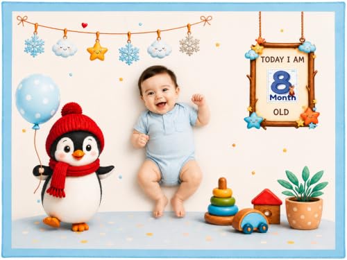 Image of NEW COMERS Baby Monthly Milestone Blanket | 1 to 12 Months Extra Soft Fleece | Best Photography Backdrop Prop | Size - 55 in to 44 inch Super Soft Fabric (Light Blue)