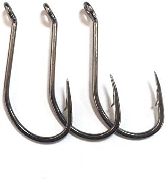 TOPINDStainless Steel 92554 Fishing Hooks Long Shank Offset Circle Octopus Fishhooks Live Bait Lures Barbed Sharp Fishing Hooks Size 1/0-10/0 (20pcs per size)