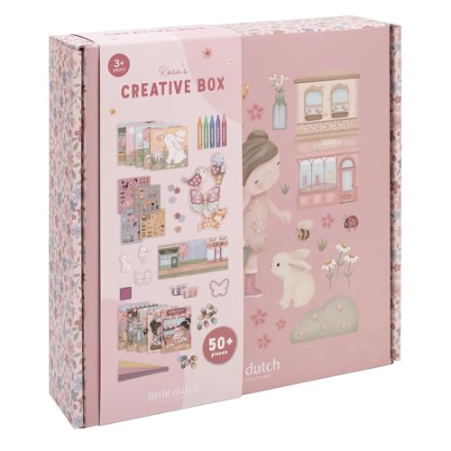 Little Dutch Bastelset/Kreativitätsbox XL - für Mädchen ab 3 Jahren - Kreativ Basteln Aufkleber Sticker - Rosa's Creative Box - Rosa & Friends
