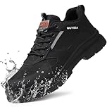 GUSAYEX Safety Trainers Men Comfortable Steel Toe Cap Trainers Lightweight Work Trainer Industrial Construction Protective Steel Toe Cap Shoes Indestructible Safety Sneakers Black