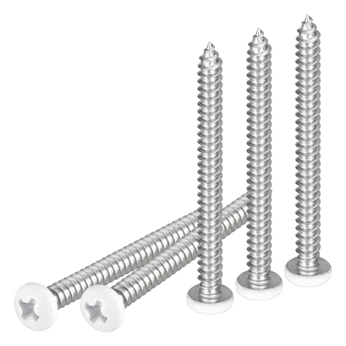 DTGN #8x2 White Screws 100Pack - 304 Stainless Steel Pan Head Phillips Sheet Metal Screw Self-Tapping Screw Wood Screws