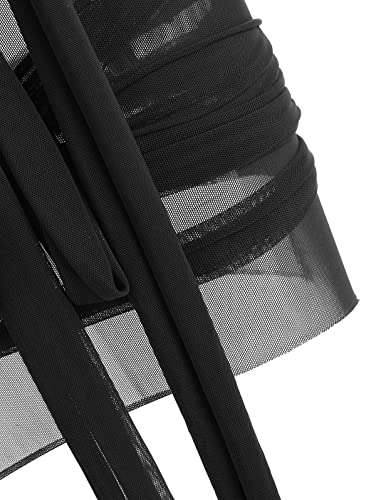 Zaful Women's Sheer Mesh Wrap-Tie Slinky Bodycon Bandage Dress Sexy Sleeveless Mini Dresses For Party Club #TOP3