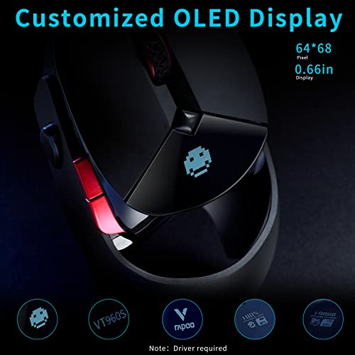 Rapoo Vt960S High Performance Wireless Gaming Mouse Paw3370 Sensor 19000 Dpi, Oled Display Wired/Wireless Modes With Lightsync Rgb, 9 Programmable Buttons, On-Board Memory For Pc Computer Laptop #TOP4